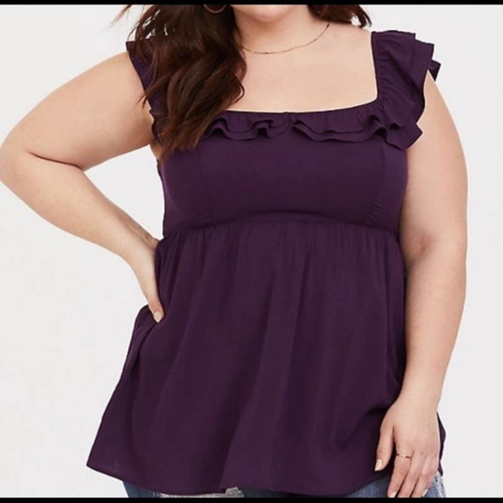 Torrid Purple Stretch Challis Babydoll Top 12